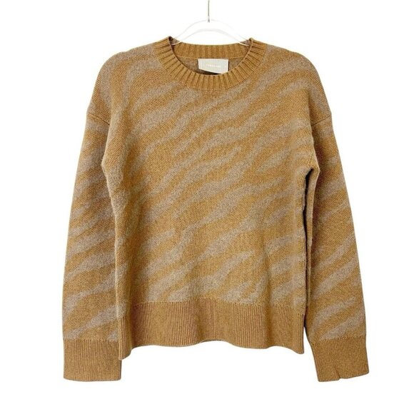 NEW Everlane Alpaca Wool Sweater Women’s Size XS Camel Brown Tiger Stripe - Picture 1 of 10